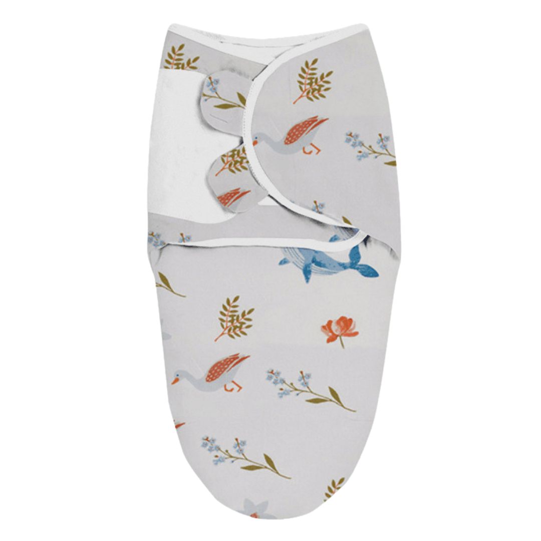 Sacco Nanna Estivo Swaddle Neonato – Fantasia Naturale con Uccellini e Fiori | Morbidezza e Protezione