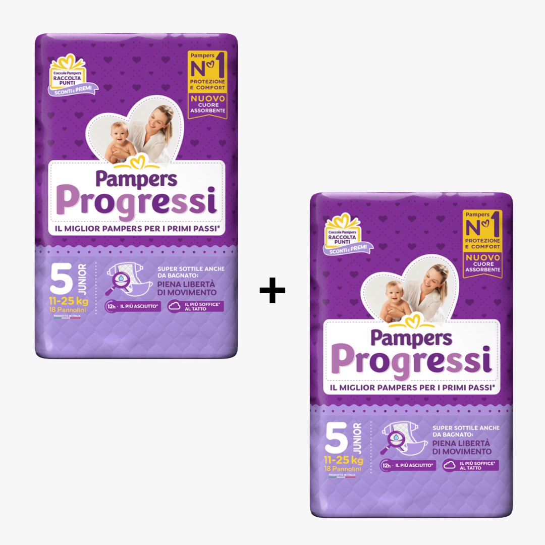 Pamper progressi  5    misura 18+18 pannolini