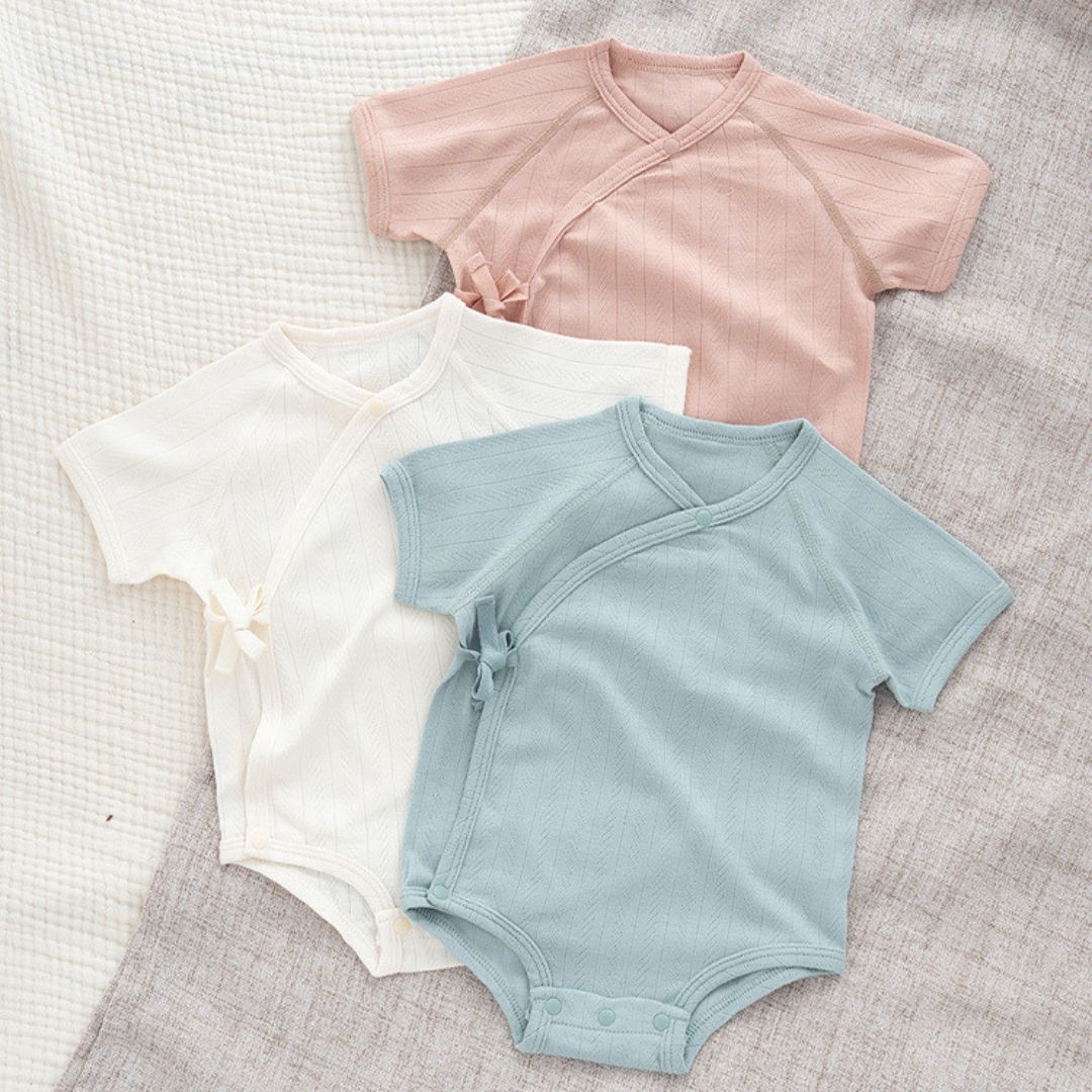 Body manica corta neonato kimono in cotone a costine – 3 colori