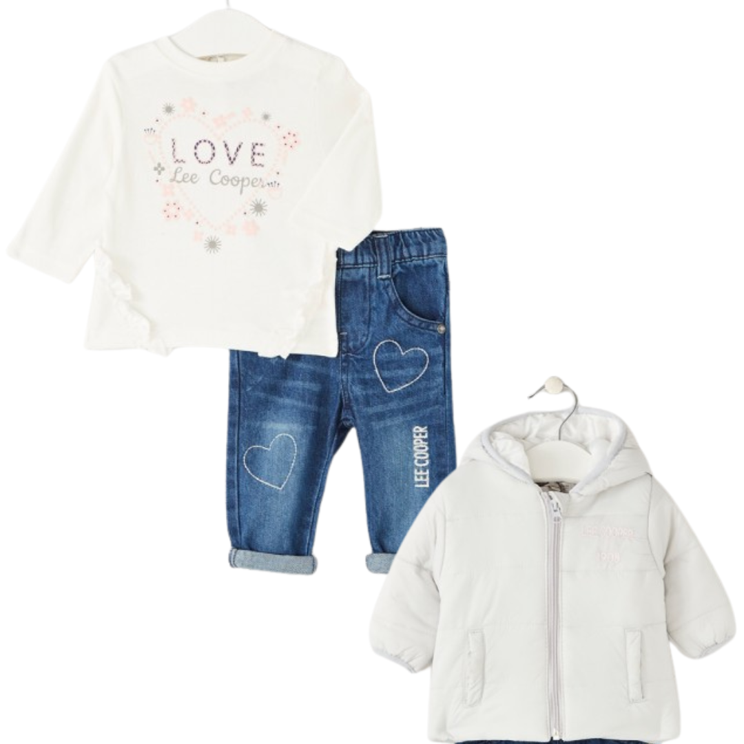 Set Abbigliamento Invernale Bambina Lee Cooper – Giacca, Maglia e Jeans