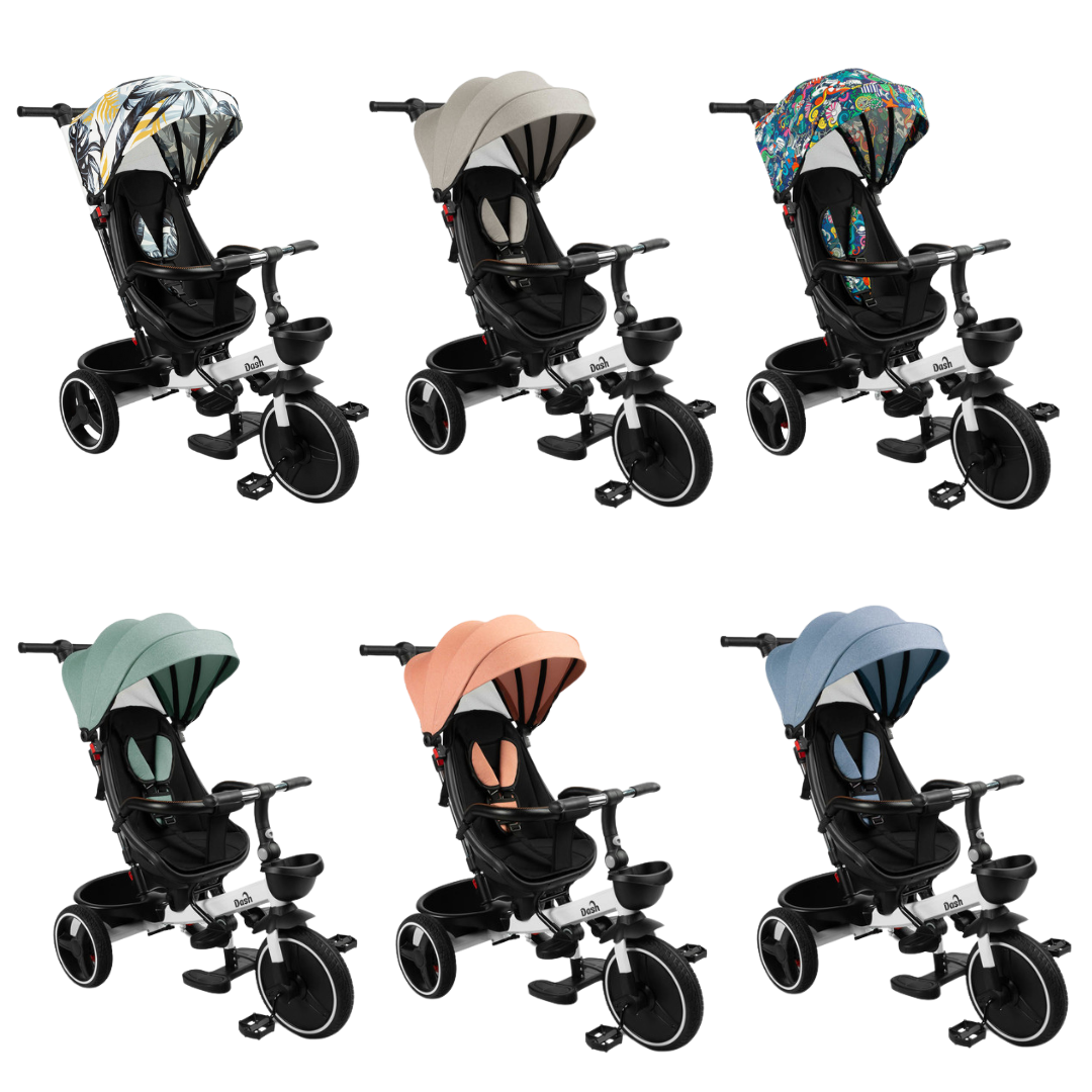 Triciclo Evolutivo 6 in 1 con Seduta Reclinabile e Tettuccio Estensibile