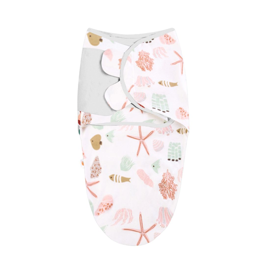 Sacco Nanna Estivo Swaddle Neonati – Fantasia Marina | Fascia Avvolgente con Velcro Regolabile