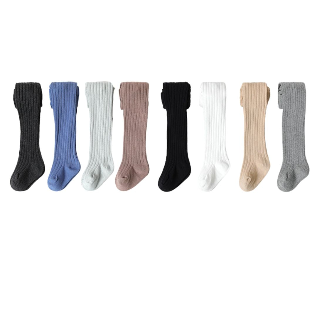 Collant  Bambina in Cotone a Costine  Tinta Unita, Morbida ed Elasticizzata