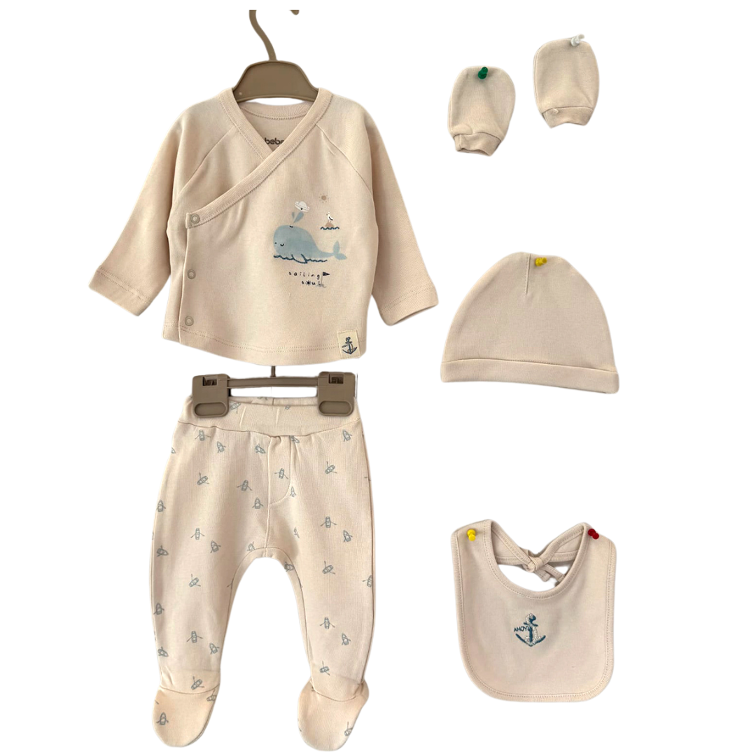 Conjunto cálido de algodón unisex de 5 piezas 0-3 meses