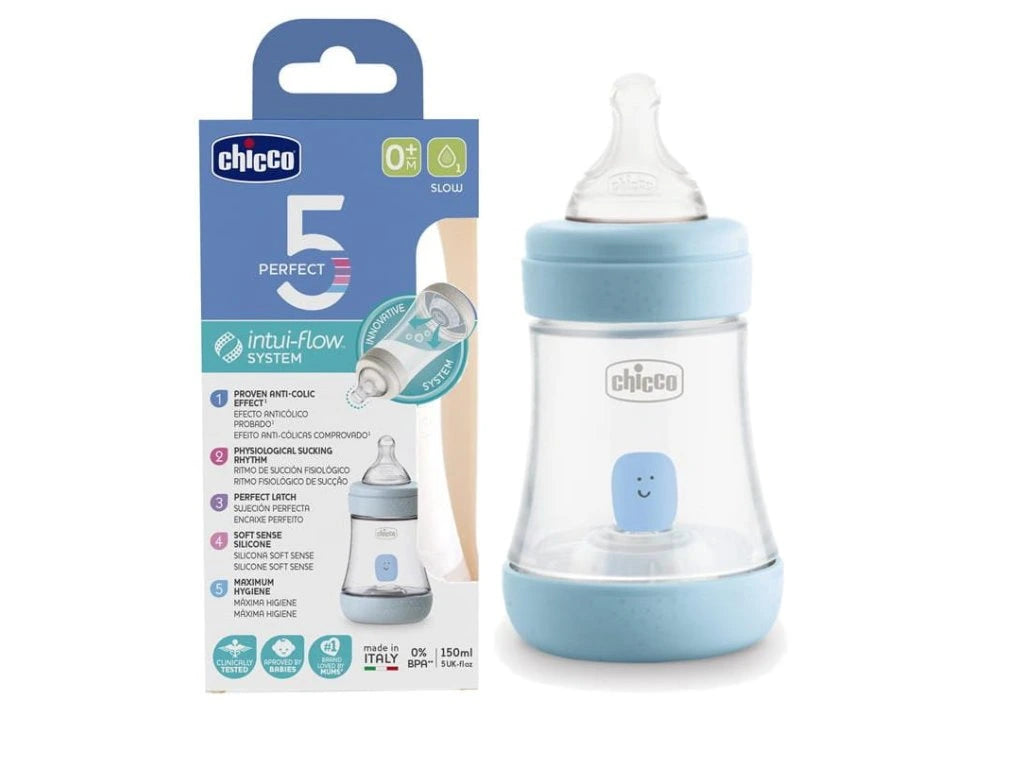 Perfect 5 Biberon 0m+ Flusso Lento 150 ml Light Blue