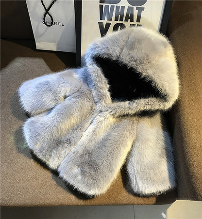 Cappotto in pelliccia sintetica con cappuccio – Bambina (3 colori)