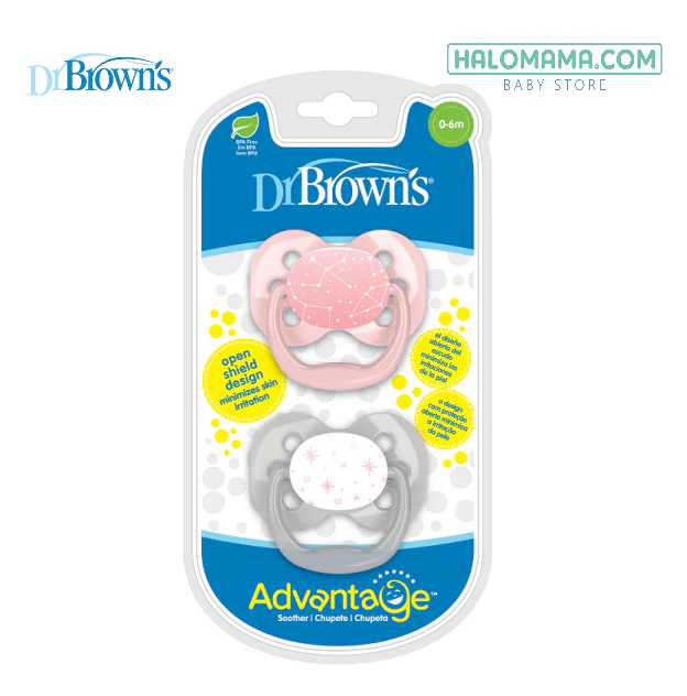 DrBrown's 2 Succhietti 0-6 rosa e bianco