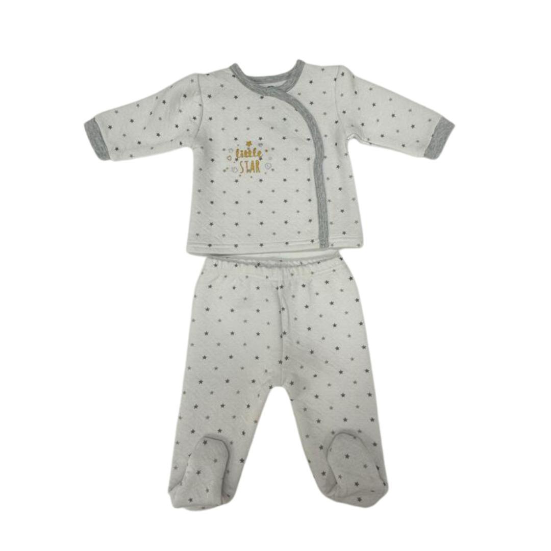 Completino 2pz FsBaby bianco e grigio felpato - Baby Shop Store