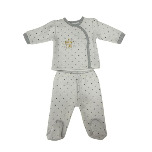 Completino 2pz FsBaby bianco e grigio felpato - Baby Shop Store