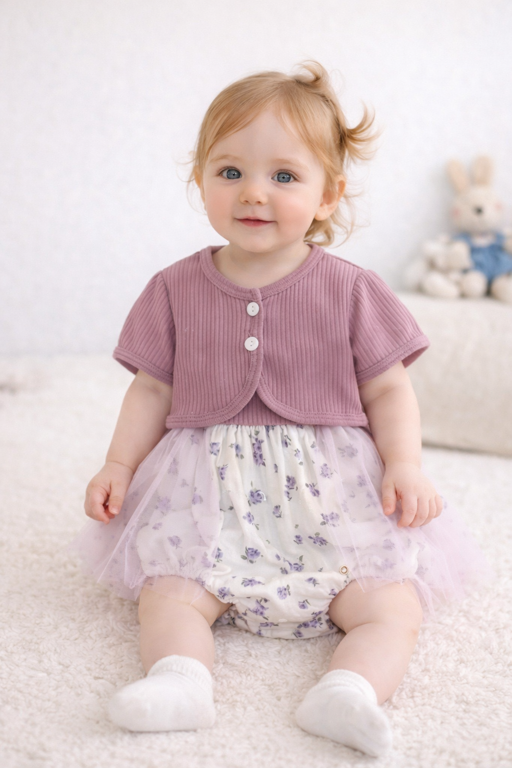 Pagliaccetto  con Gonna Tulle per Neonata - Stile Romantico