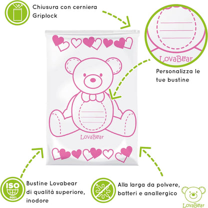 LOVABEAR BUSTINE CORREDINO ORSO ROSA 6PZ