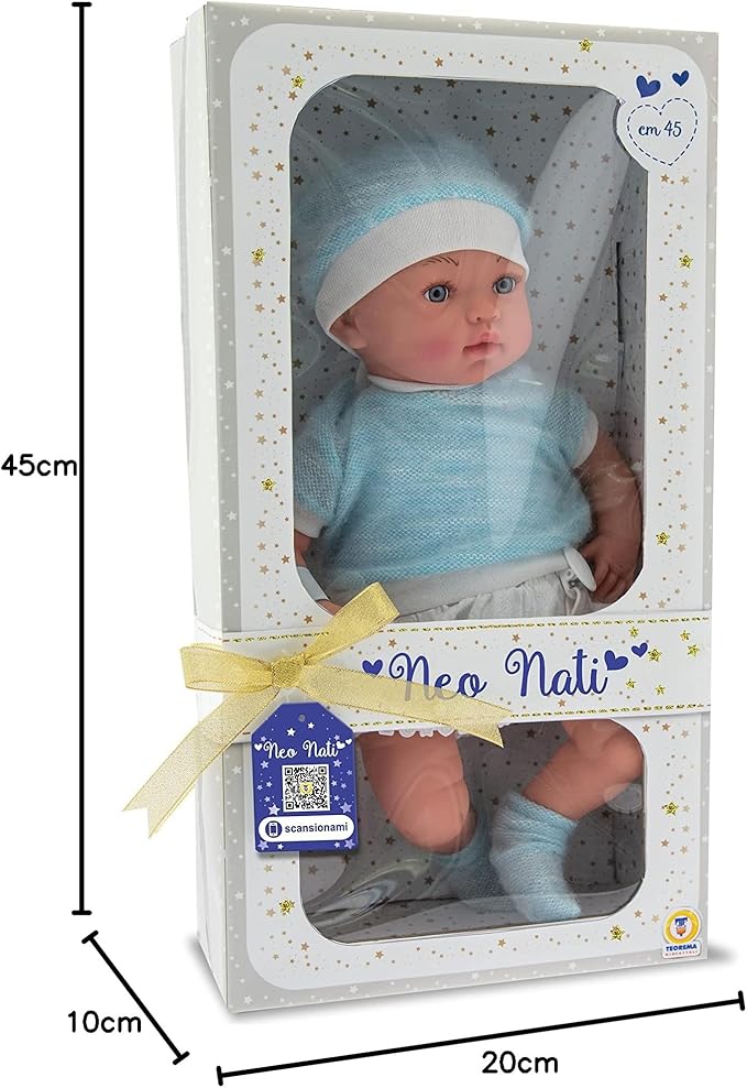 Bambolotto neo-nati azzurro con cappellino