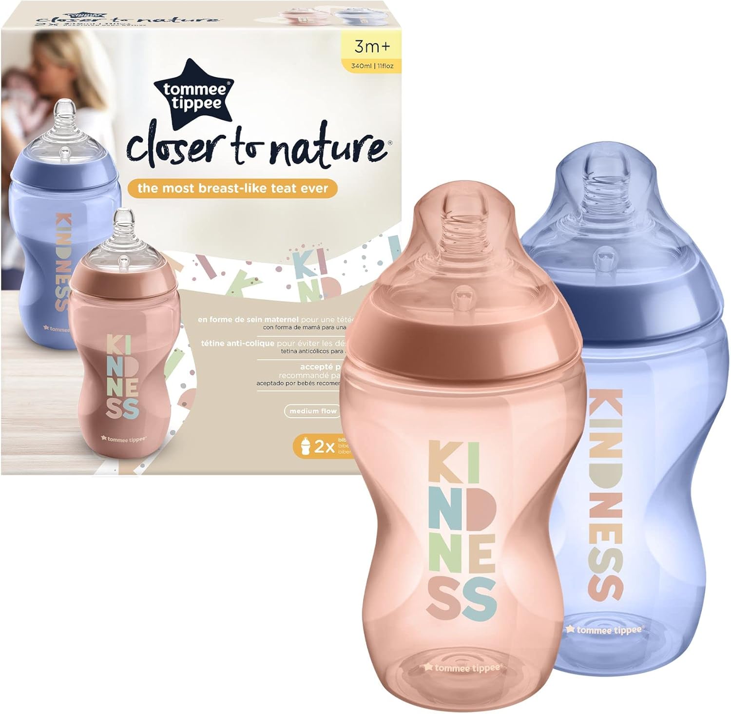 Closer to Nature 2 Biberon 260ml 0m+ Rosa e Azzurro
