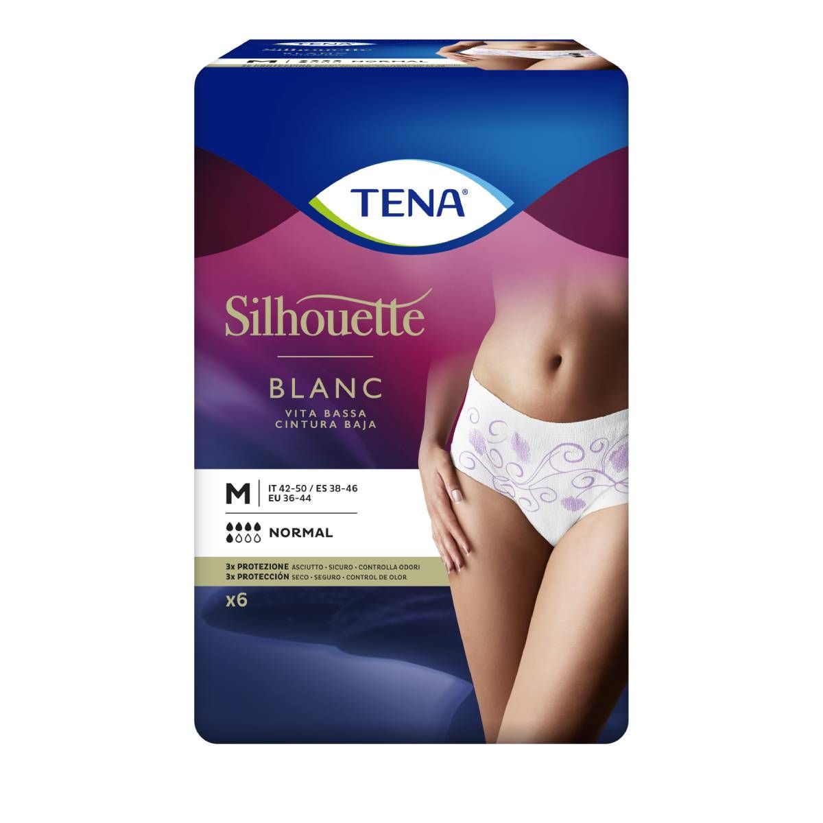 TENA SILHOUETTE BLANC VITA BASSA MUTANDINE ASSORBENTI M