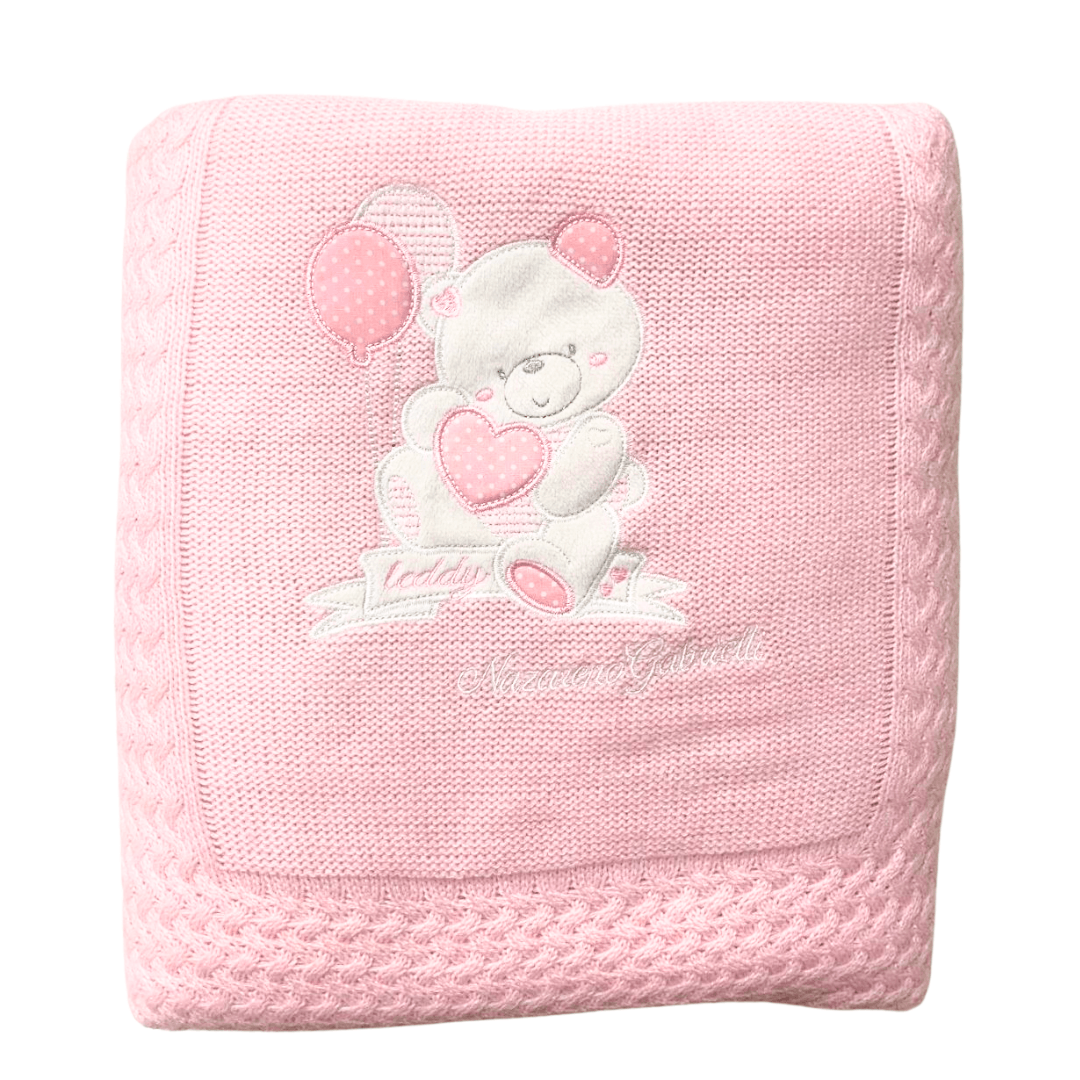 piumoncino baby culla in lana ricamato rosa Nazare - Baby Shop Store