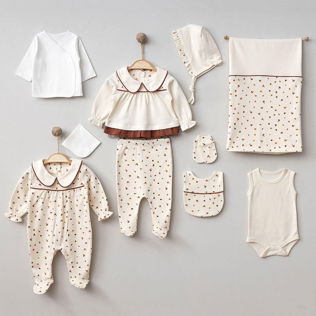 Cálido ajuar para bebé de algodón 10 piezas 0-3 meses