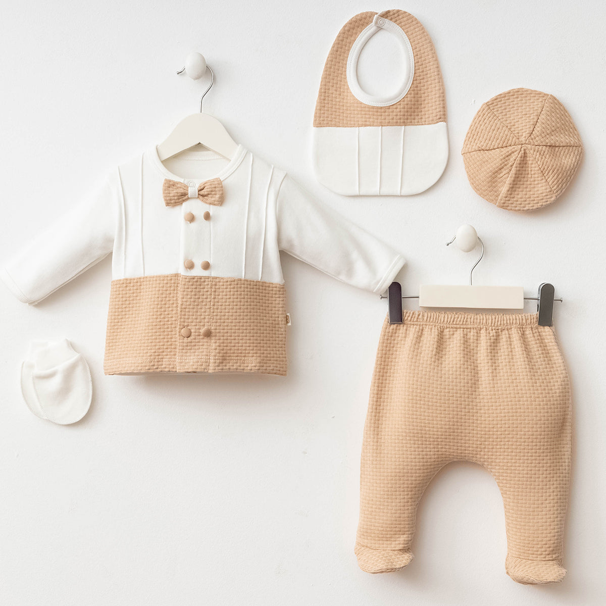 Set Neonato/ Bimbo 5 pezzi Caldo Cotone cammello