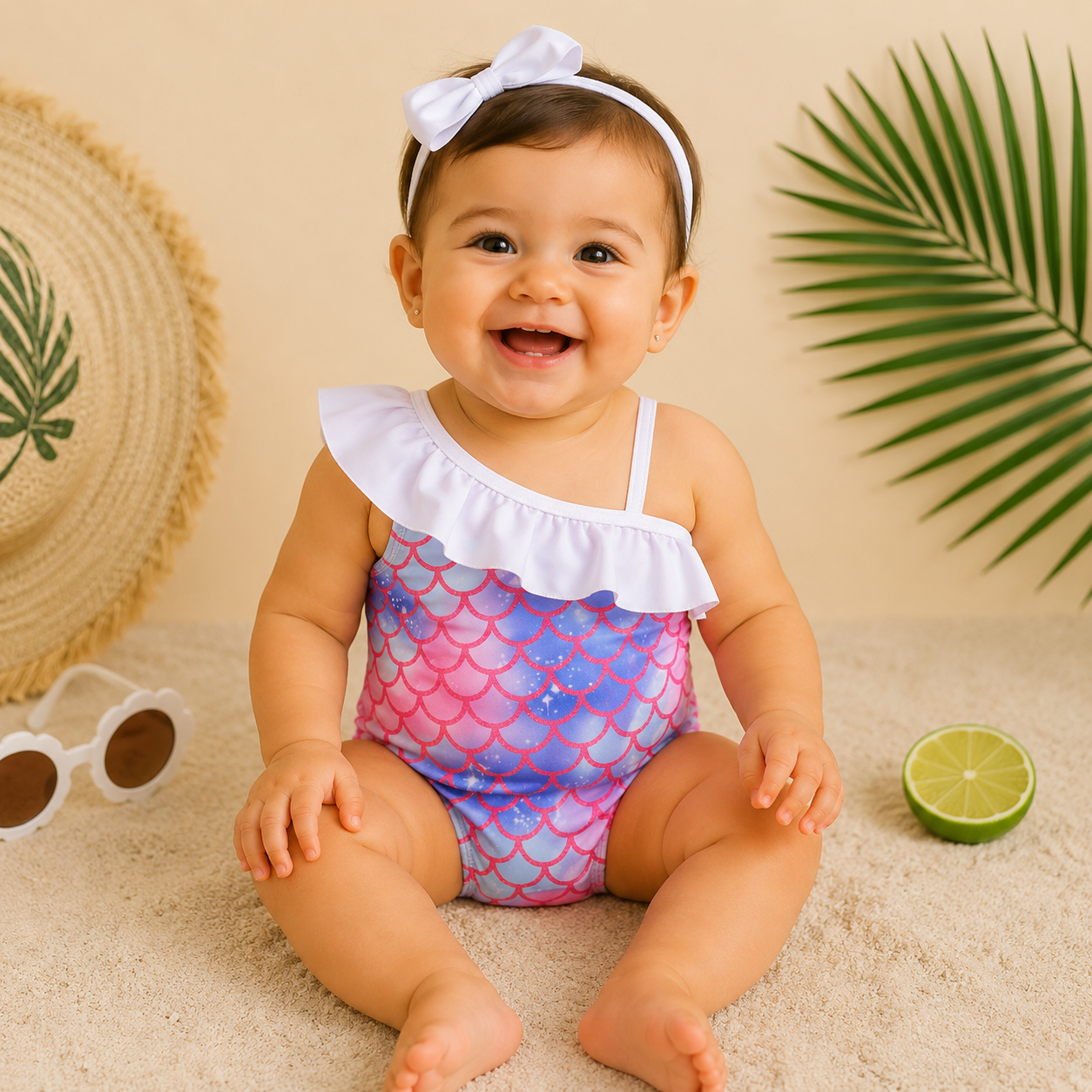 Costume intero bambina   Fantasia Sirena Pastello