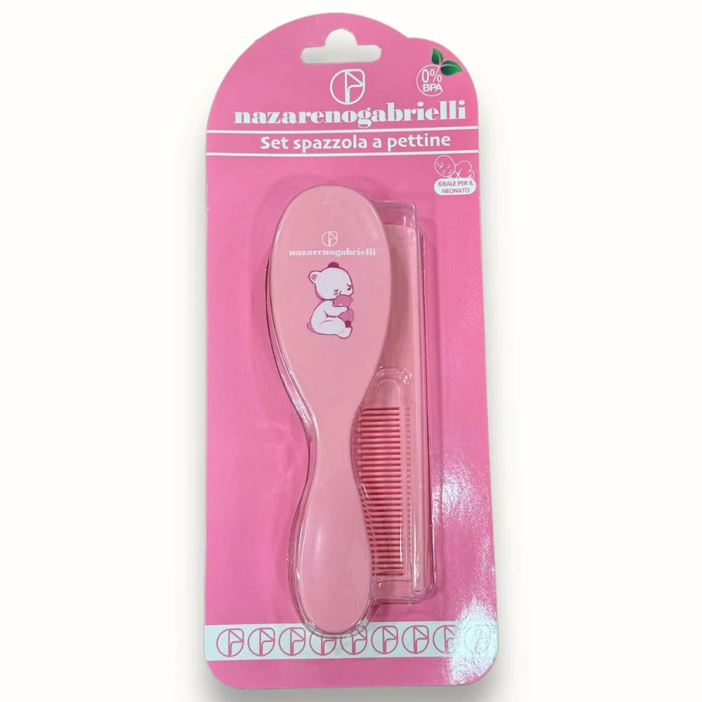 set spazzola e pettine nazzareno gabrielli rosa/azzurro