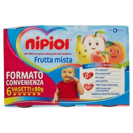 frutta Nipiol 80gr x6, frutta mista - Baby Shop Store