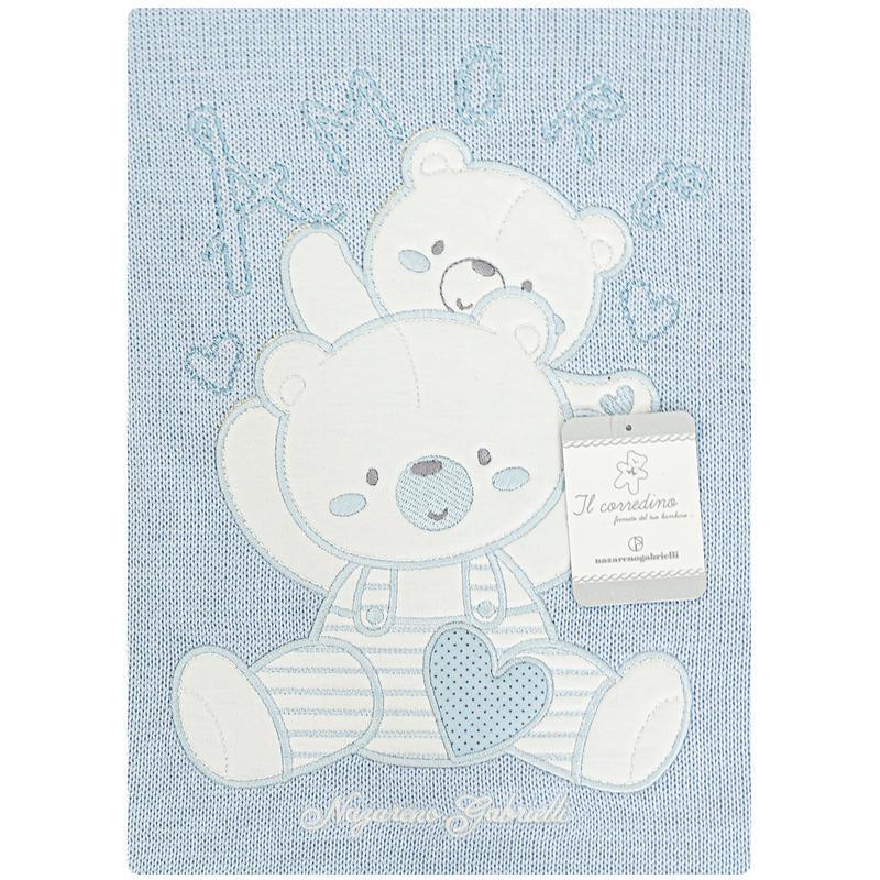 Copertina in filo Nazareno Gabrielli 70x45 azzurra - Baby Shop Store