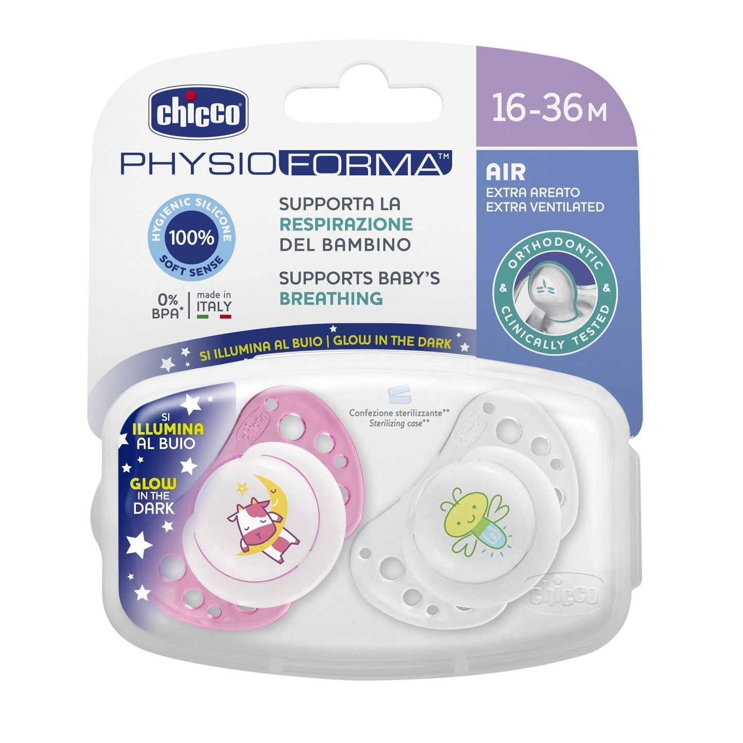 Ciuccio Chicci Chicco Physio forma 16-36 mesi Femm - Baby Shop Store