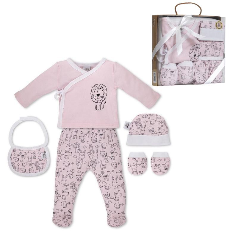 set regalo 5 pezzi maglietta , pantalone, mussolin - Baby Shop Store