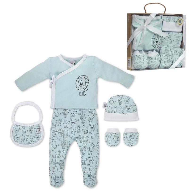 set regalo 5 pezzi maglietta , pantalone, mussolin - Baby Shop Store