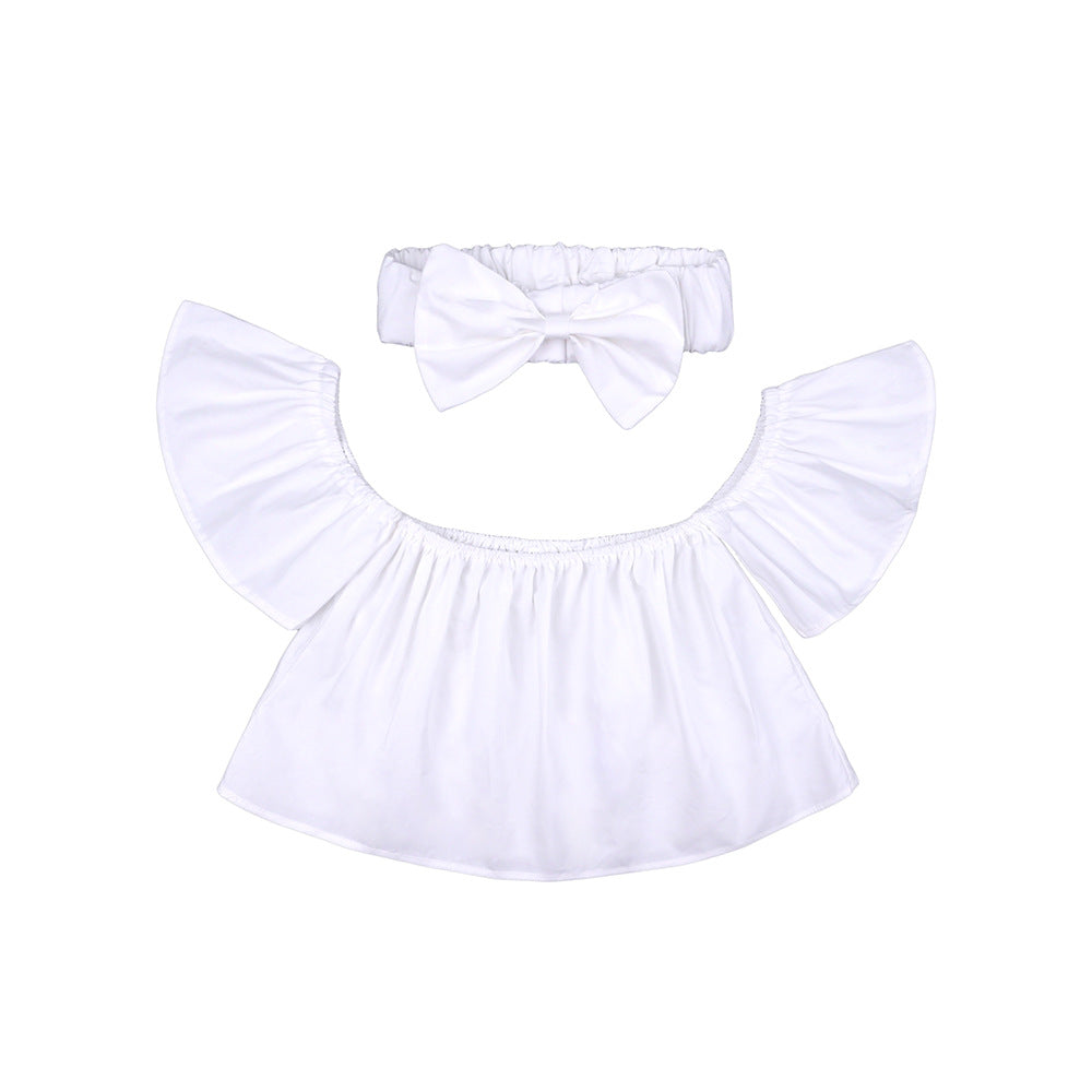 Set Estivo Bambina - Top con Volant e Fascia con Fiocco