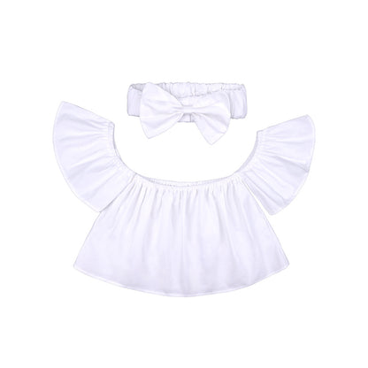 Set Estivo Bambina - Top con Volant e Fascia con Fiocco