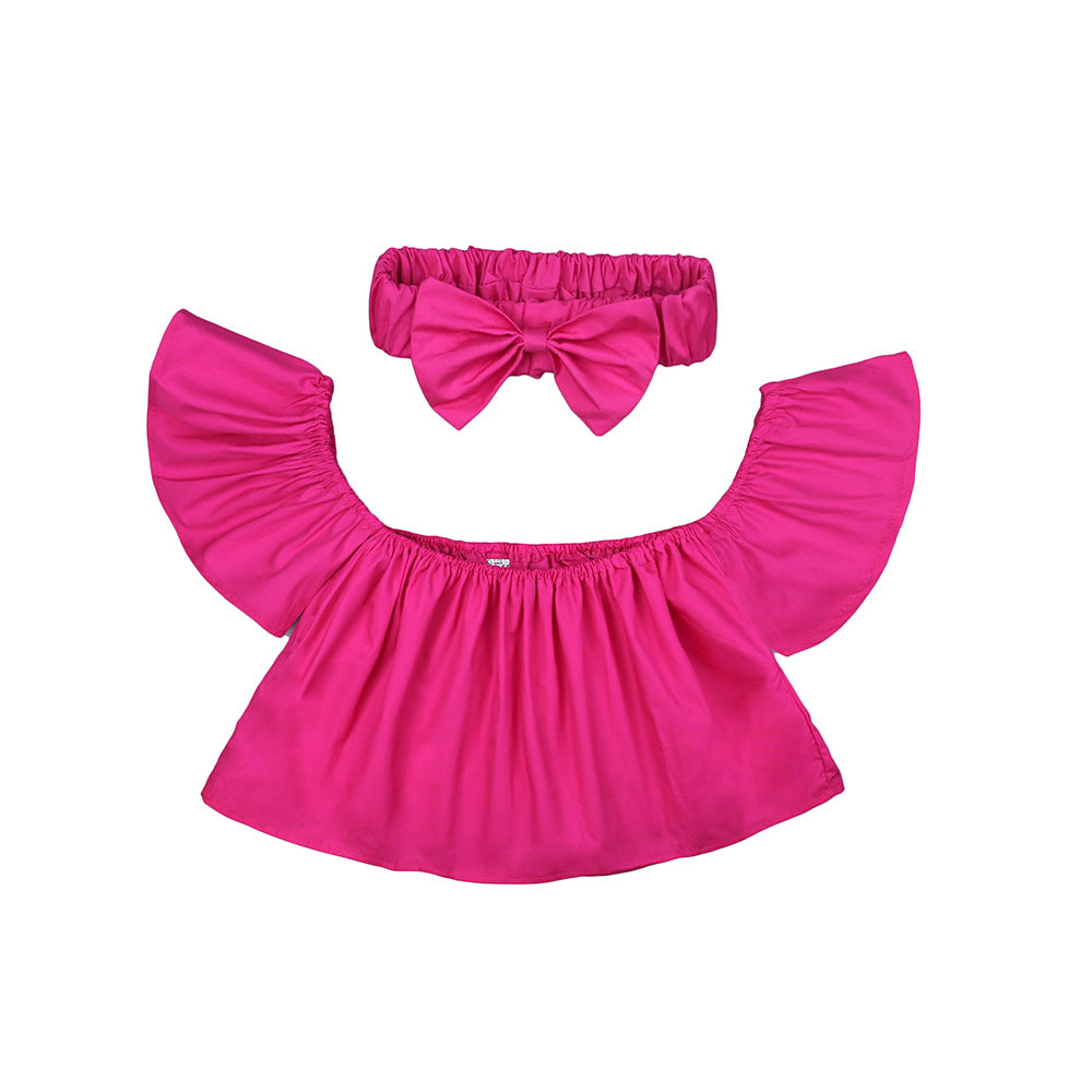 Set Estivo Bambina - Top con Volant e Fascia con Fiocco