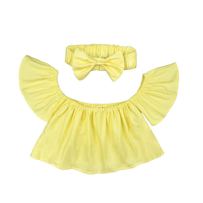 Set Estivo Bambina - Top con Volant e Fascia con Fiocco