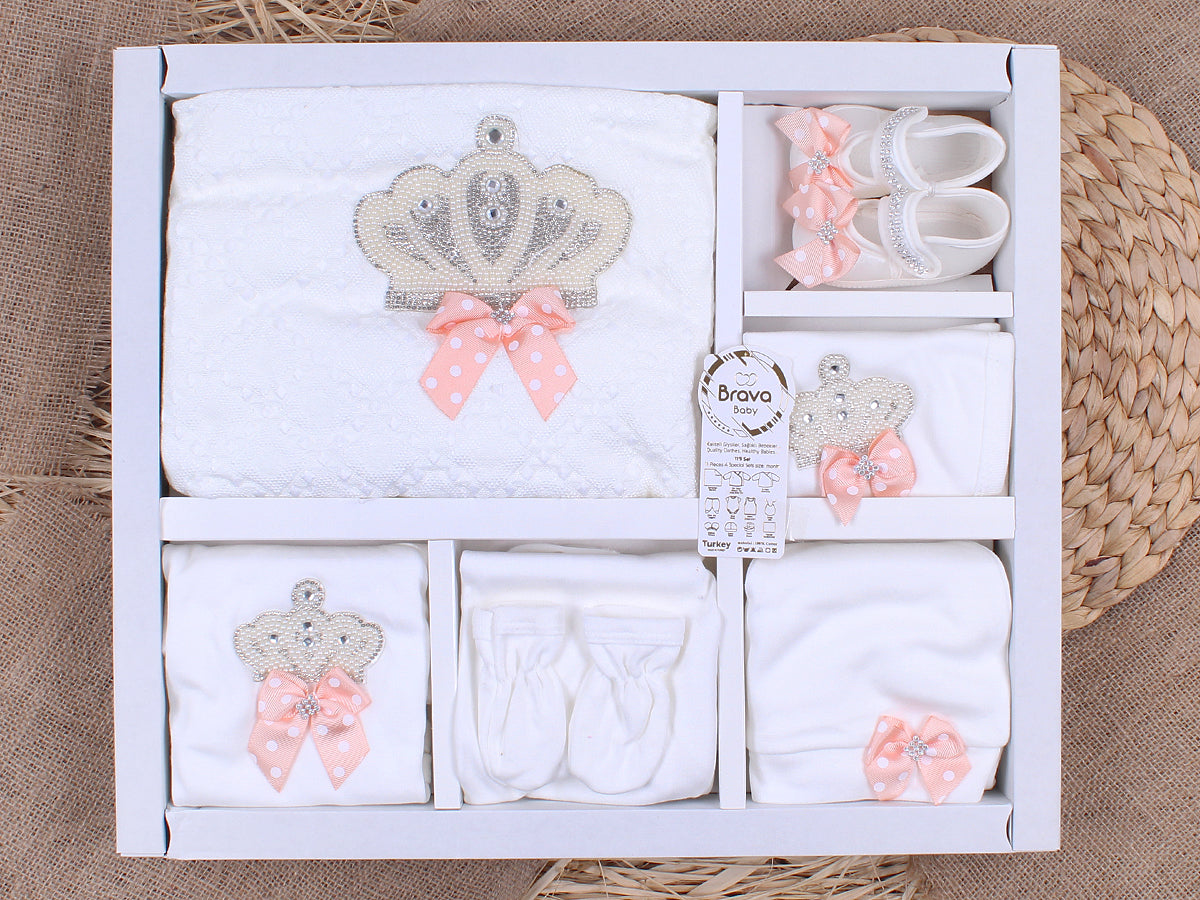 Set 9 pezzi Bimba/ Neonata cotone corona 0-3 mesi