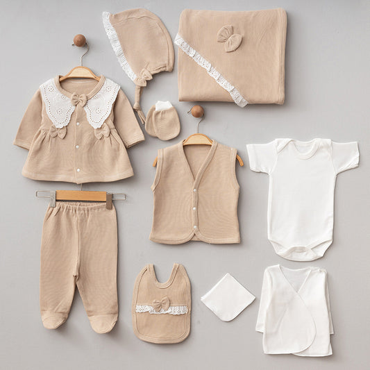 Corredino Neonata 10 Pezzi Beige – Eleganza Naturale per i Primi Giorni