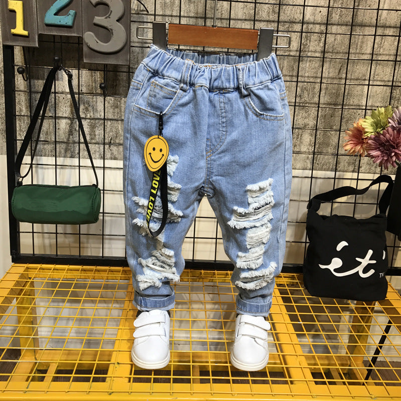 Jeans per Bambini – Design Strappato con Dettagli Moderni