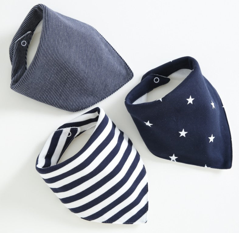 Set 3  Bavaglini in Cotone  blu