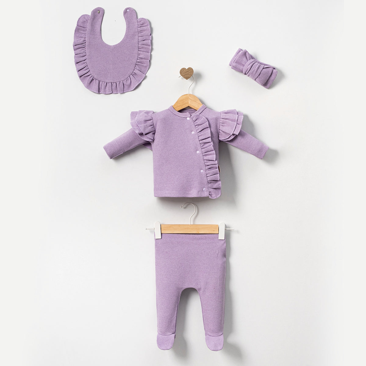 Set Neonata/ Bimba Caldo Cotone  5pz 0-3 mesi Lilla