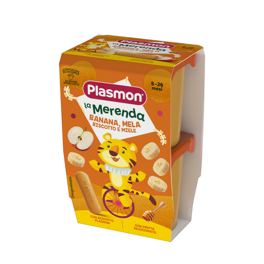 Merenda Plasmon banana-mela-biscotto e miele 2x120