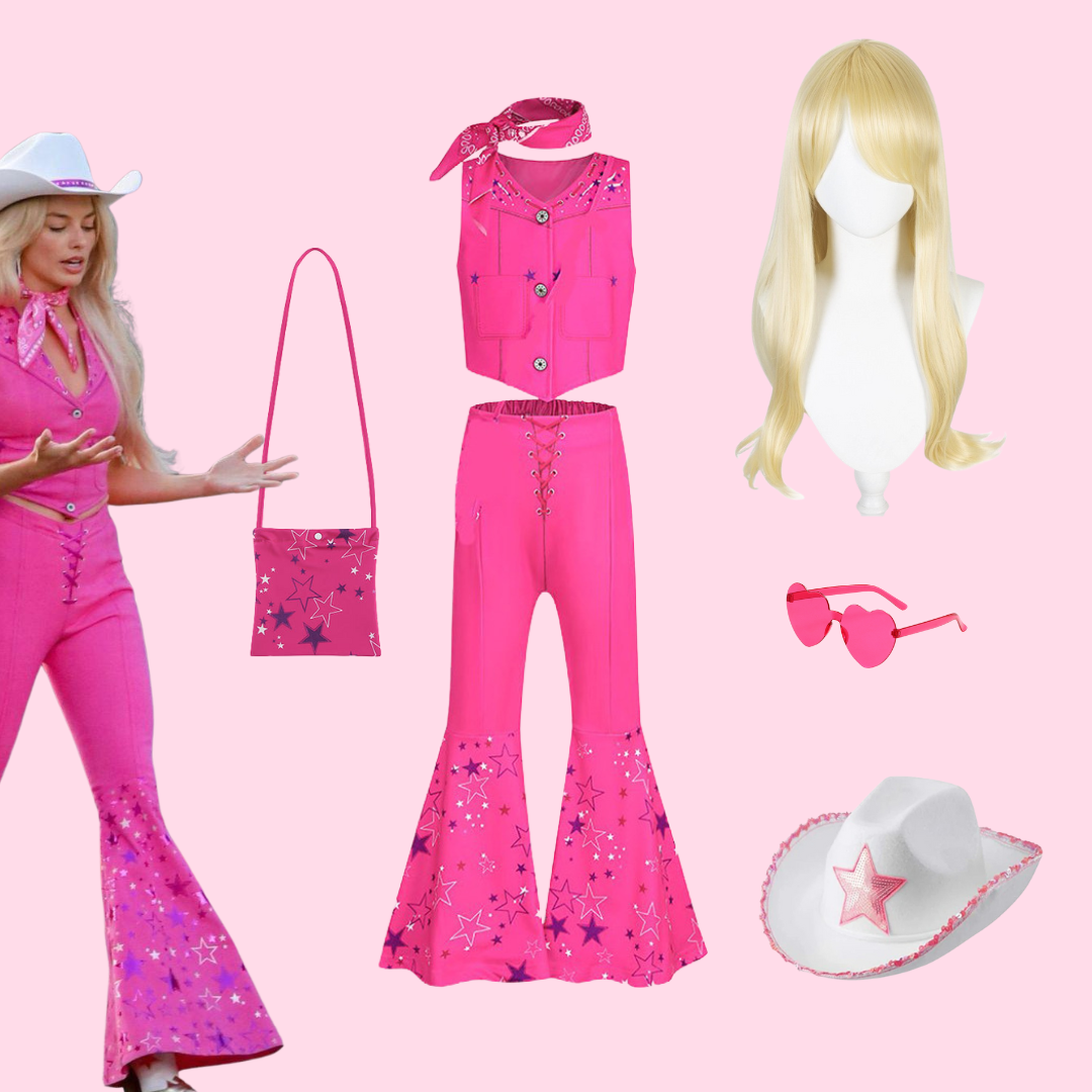 Costume Western Barbie Rosa con Accessori Completi