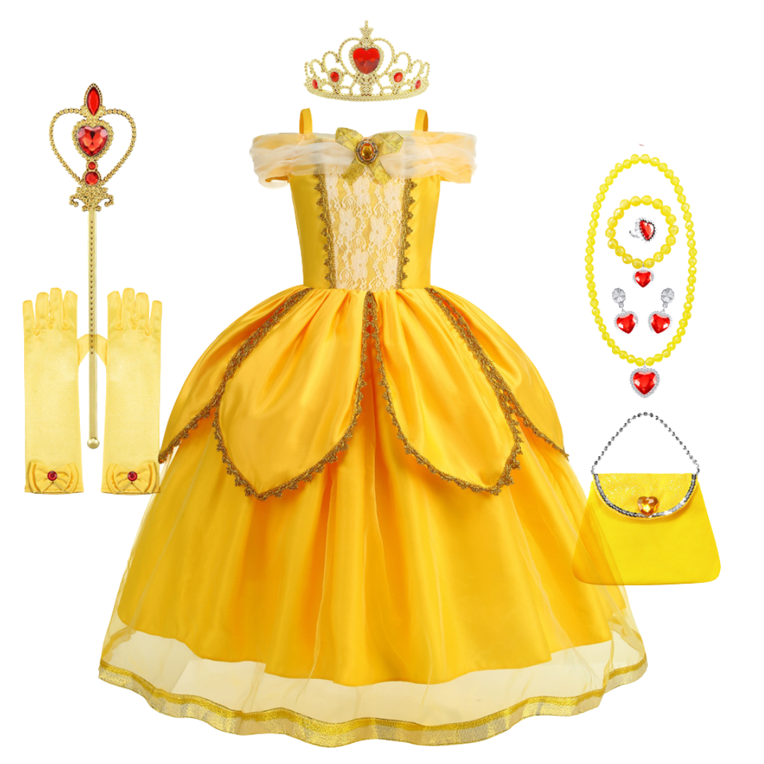 Costume Vestito da Principessa Belle con Accessori