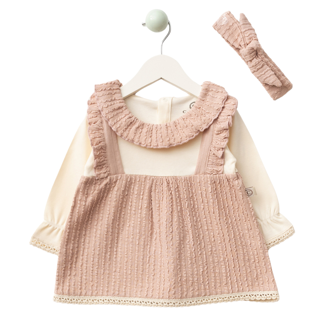 Vestitino bimba  Dettagli a Balza e fascia 100% cotone