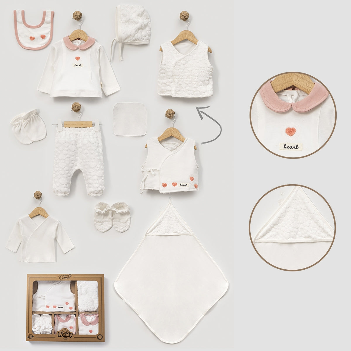 Corredino Neonatoa 10 Pezzi con Cuoricini Jacquard