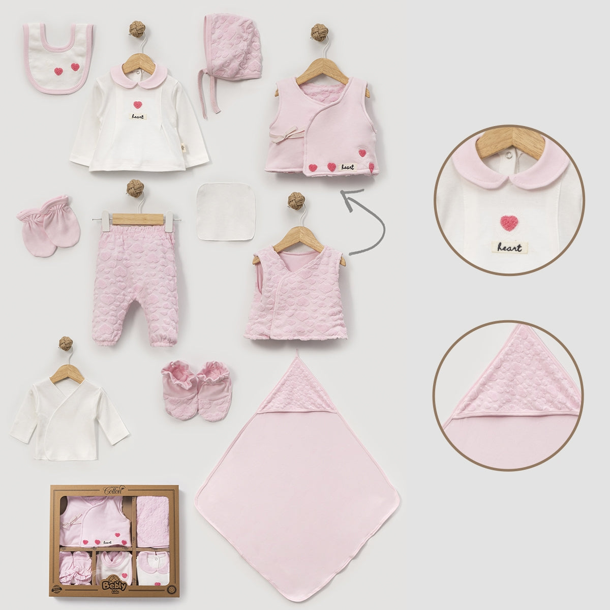 Corredino Neonatoa 10 Pezzi con Cuoricini Jacquard