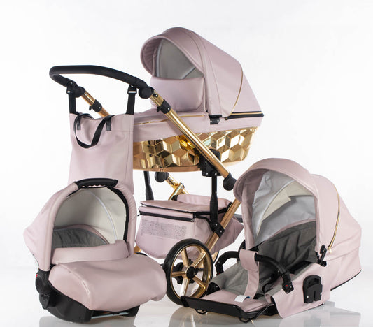 Cubic - Rosa chiaro - Oro - 3in1 - Passeggino Trio