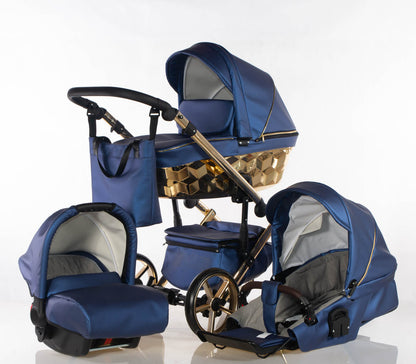 Cubic - Blu fiordaliso - Oro - 3in1 - Passeggino Trio