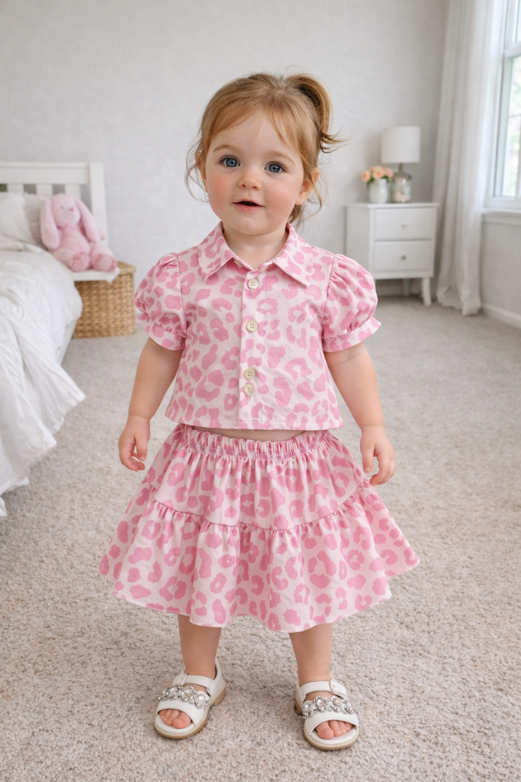Completo Estivo Bimba Rosa con Stampa Animalier