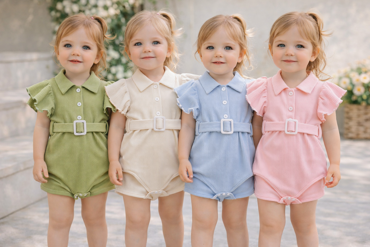 Pagliaccetto  Neonata Elegante in Maglia Rosa con Cintura