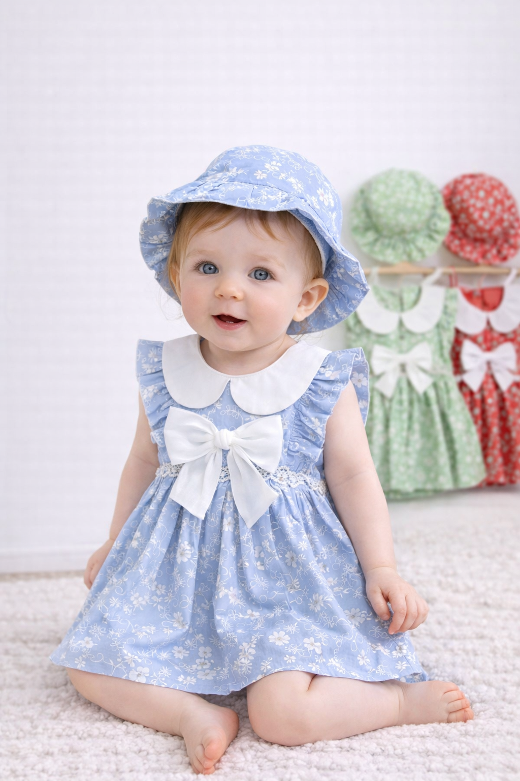 Abitino Elegante Bambina con Cappello Coordinato