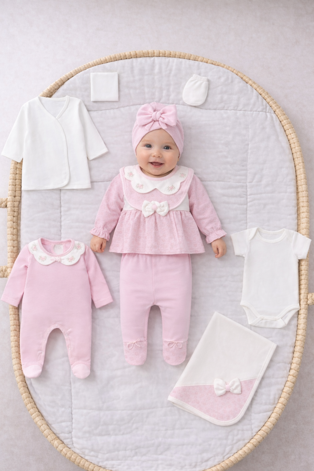 Set nascita 10 pezzi rosa  antico