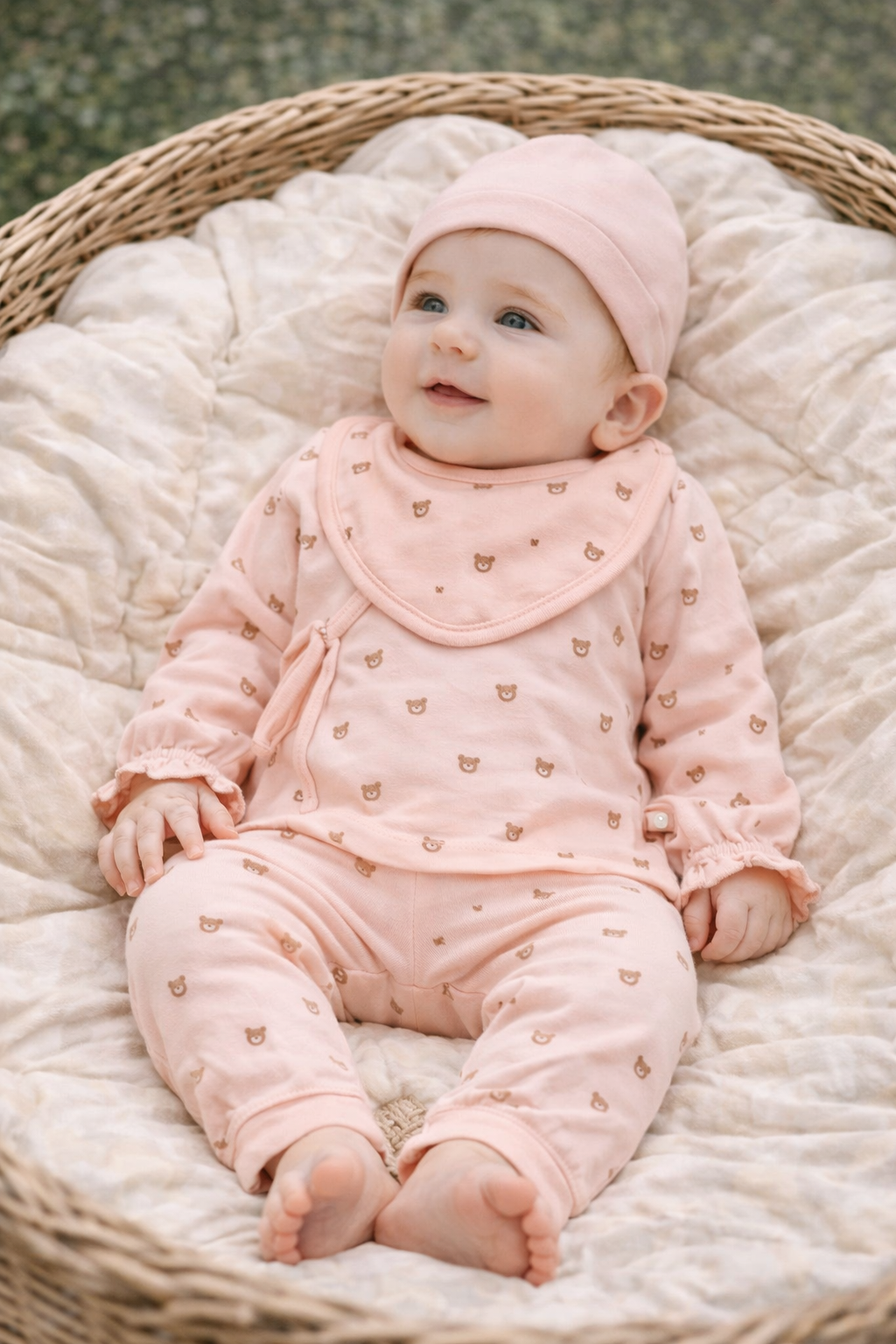 Set 5 pezzi Neonata/ Bimba  in Cotone a Coste rosa